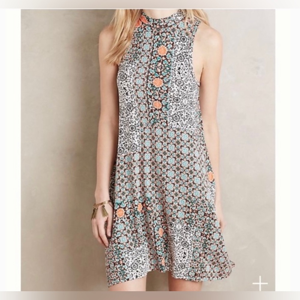 ANTHROPOLOGIE Maeve Boho Patchwork Mock Neck Dress